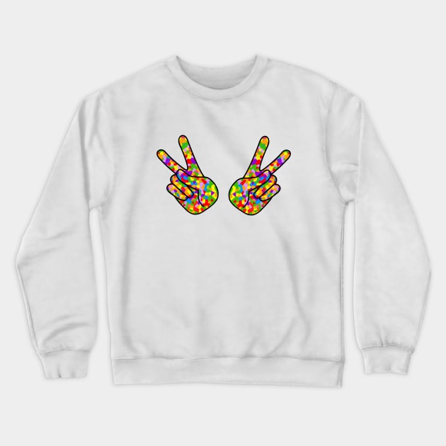 PEACE Sign Hand Retro Rainbow Crewneck Sweatshirt by SartorisArt1